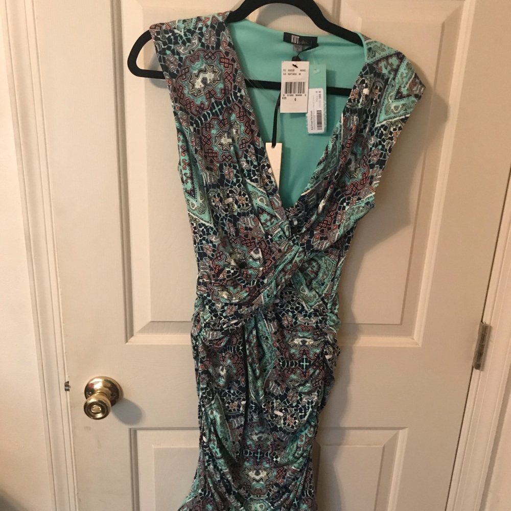 Kut From the Kloth Dorsey Ruched Knit V Neck Dress